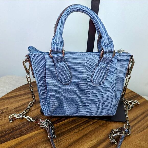 Anne Klein Women's Slate Lizard-Embossed Mini Convertible Satchel - Picture 4 of 14